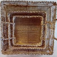 Set 3 cestini quadrati natalizi con manici oro