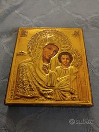 Piccola icona ortodossa argento 925 Madonna Kazan