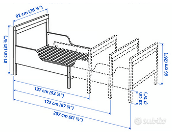 Letto singolo allungabile  Ikea SUNDVIK