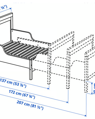 Letto singolo allungabile  Ikea SUNDVIK