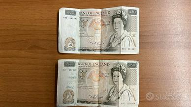 Rara 2 Banconote 50 Pouds 1981 Sterlina