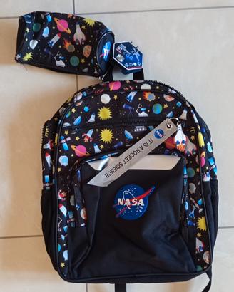 Zaino scuola NASA + Astuccio  + Sacca