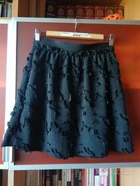 Minigonna ricamata nera tg M, h&m, elegante