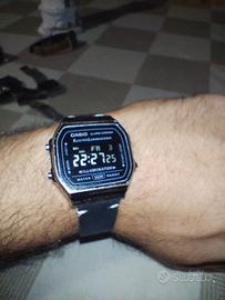 Casio A168 Total Black Custom Pelle