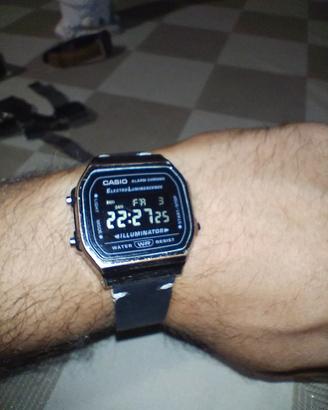 Casio A168 Total Black Custom Pelle