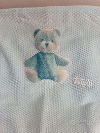 Copertina lettino Trudi celeste con orsetto
