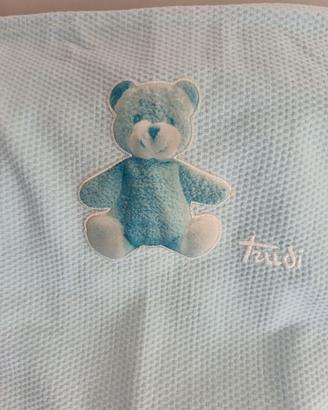 Copertina lettino Trudi celeste con orsetto