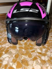 Casco jet LS2 OF573 Twister 2 flix nero/rosa