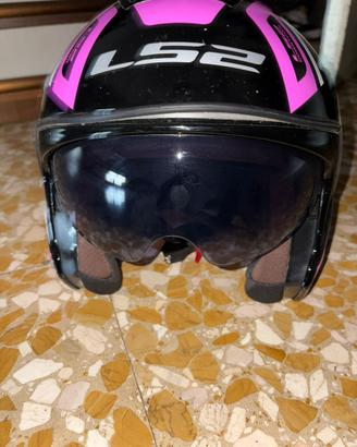 Casco jet LS2 OF573 Twister 2 flix nero/rosa
