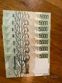 Banconote  Lire 5000 repubblica bellini