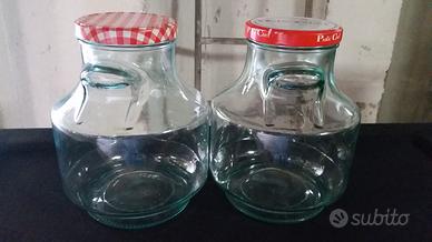 Vasi in vetro con manici in vetro coppia