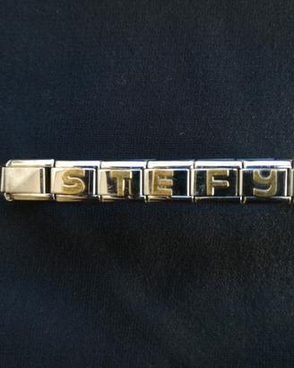 Bracciale elastico d'acciaio scritta STEFY
