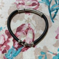 bracciale uomo argento 925 caucciù 