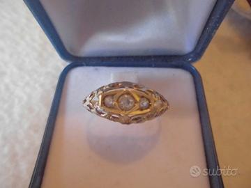 Anello antico in oro liberty con brillanti