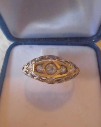 Anello antico in oro liberty con brillanti