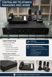 Centralino Panasonic con 3 cordless e 1 tel. Fisso