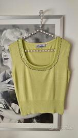 Top in Maglia Lana Gatto con dettagli preziosi