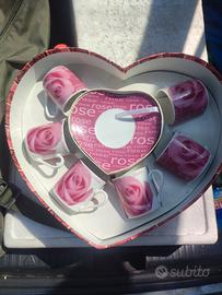 set tazze caffè thè rose 