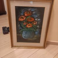 quadro con fiori olio su tela autore R.Maglio 1978