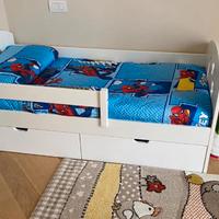 letto in legno 160 x 80 con cassettoni e materasso