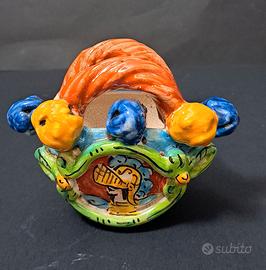 Ceramica Caltagirone borsa con paladino 10 x 8 cm