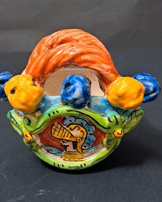 Ceramica Caltagirone borsa con paladino 10 x 8 cm
