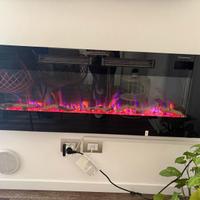 Camino Elettrico a Parete da Incasso con fuoco