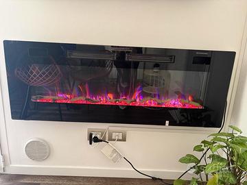 Camino Elettrico a Parete da Incasso con fuoco