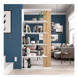 Libreria bianca rovere 90x180x25