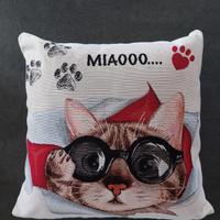 Cuscino con disegno gatto con gli occhiali