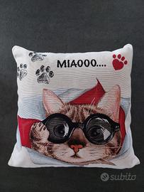Cuscino con disegno gatto con gli occhiali