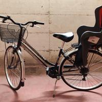 Bicicletta city bike Rosato con seggiolino