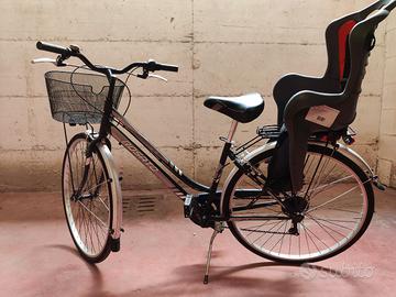 Bicicletta city bike Rosato con seggiolino