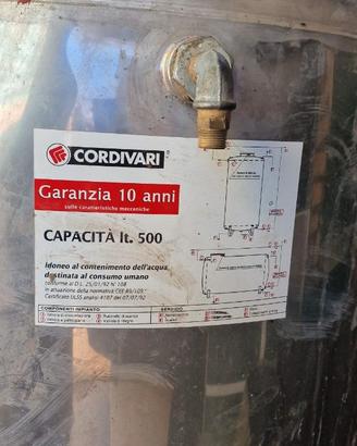 serbatoio in acciaio da 500 litri con autoclave