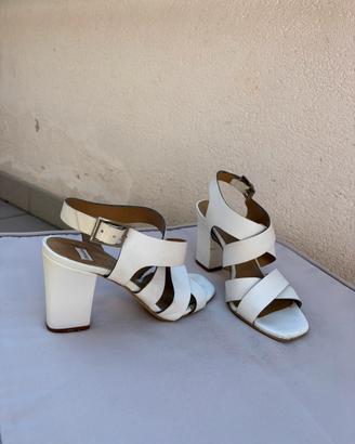 SANDALI DONNA BATA BIANCO/MARRONE