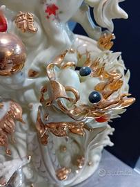 Statuetta orientale cavallo e draghi in resina