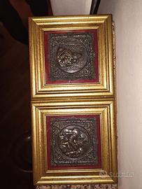 Due quadretti con bronzi d'epoca