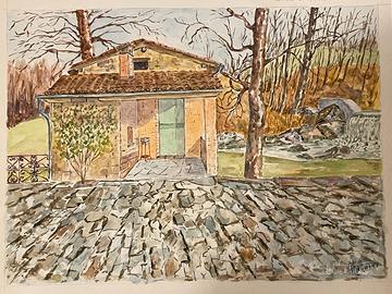 Dipinto Acquerello Casa di Campagna - G. Arduini