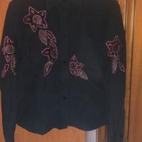 Camicia di velluto a righe nera