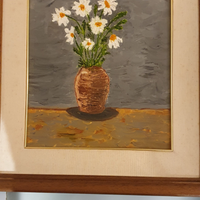 Quadro olio su tela - Vaso con margherite