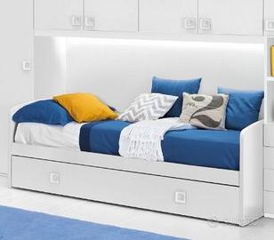 Letto singolo più letto estraibile a scomparsa