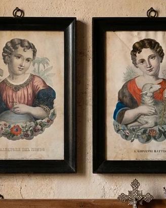 Coppia di litografie religiose dell'ottocento 