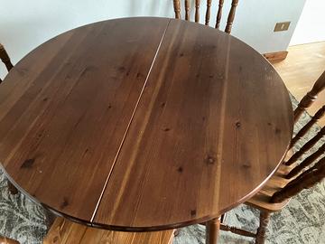 Tavolo rotondo allungabile con 5 sedie legno pino