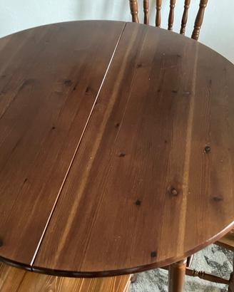 Tavolo rotondo allungabile con 5 sedie legno pino