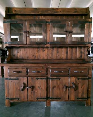 Credenza cristalliera 4 ante rustica