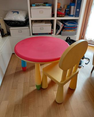 Tavolino e sedia per bambini