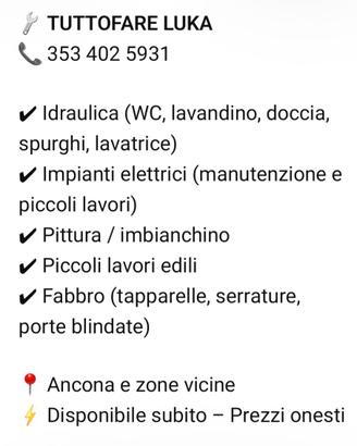 Tutto fare lavori domestici civili negozio albergh