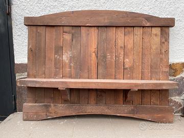 Mensolone Country con schienale in legno grezzo