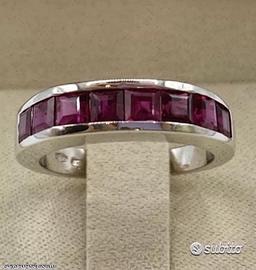 FEDINA IN ORO BIANCO 18kt. CON RUBINI NATURALI