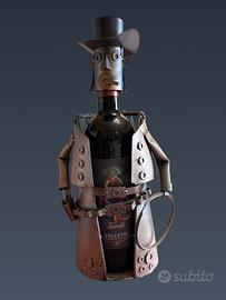 Portabottiglia cowboy in ferro lavorato